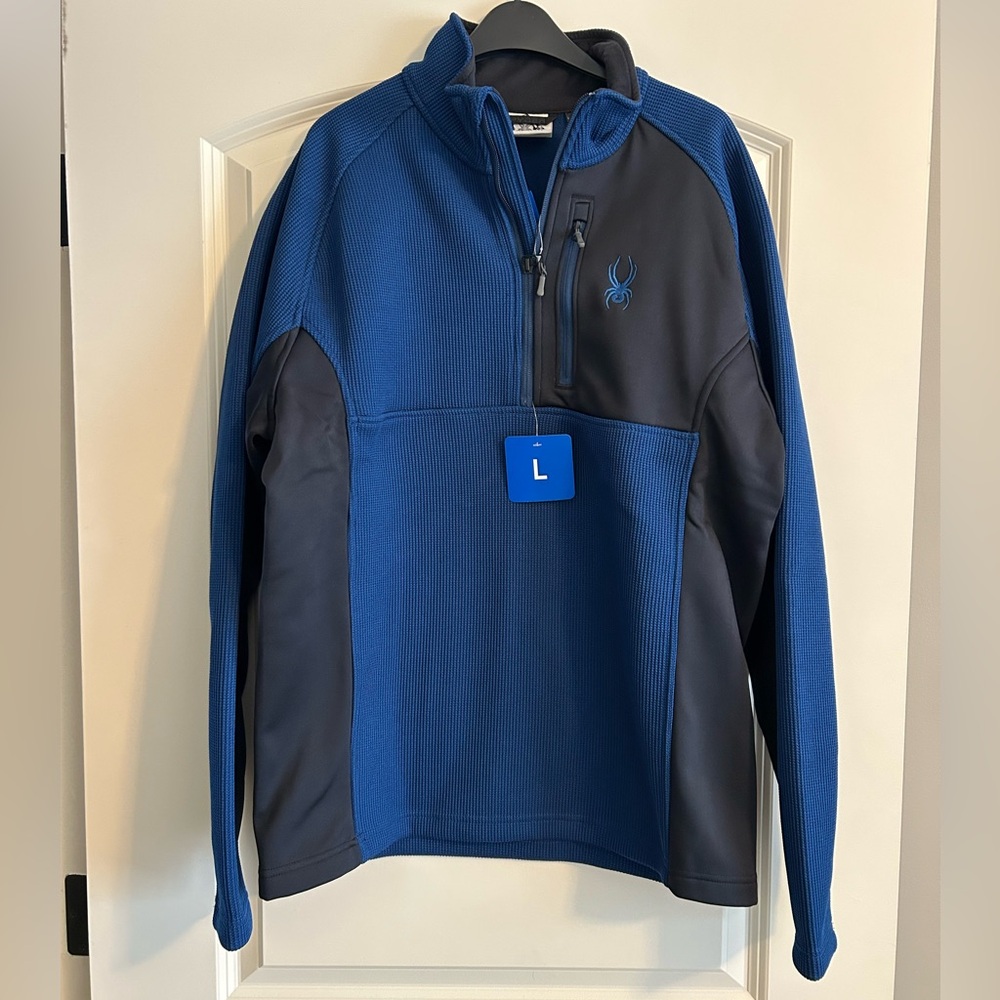 Spyder Blue and Black Half-Zip Pullover